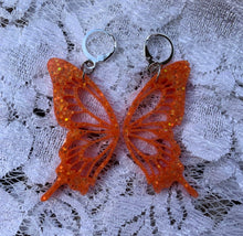 Load image into Gallery viewer, Orange butterfly wing earrings (MADE TO ORDER)
