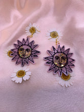 Load image into Gallery viewer, Pink and gold sun earrings
