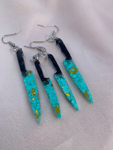 Load image into Gallery viewer, Turquoise and gold knife earrings
