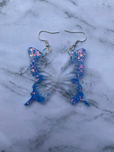 Load image into Gallery viewer, Blue iridescent butterfly wing earrings
