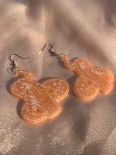 Load image into Gallery viewer, Orange snake hand earrings
