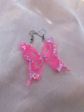 Load image into Gallery viewer, Pink glow in the dark butterfly wing earring
