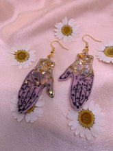 Load image into Gallery viewer, Gold and pink palmistry earrings
