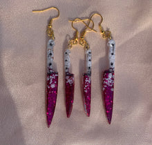 Load image into Gallery viewer, Pink and white knife earrings
