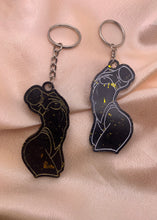 Load image into Gallery viewer, Black and gold lady keychains
