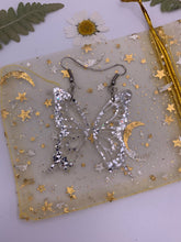 Load image into Gallery viewer, White glitter butterfly wing earrings
