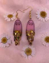 Load image into Gallery viewer, Pink and gold ghost earrings
