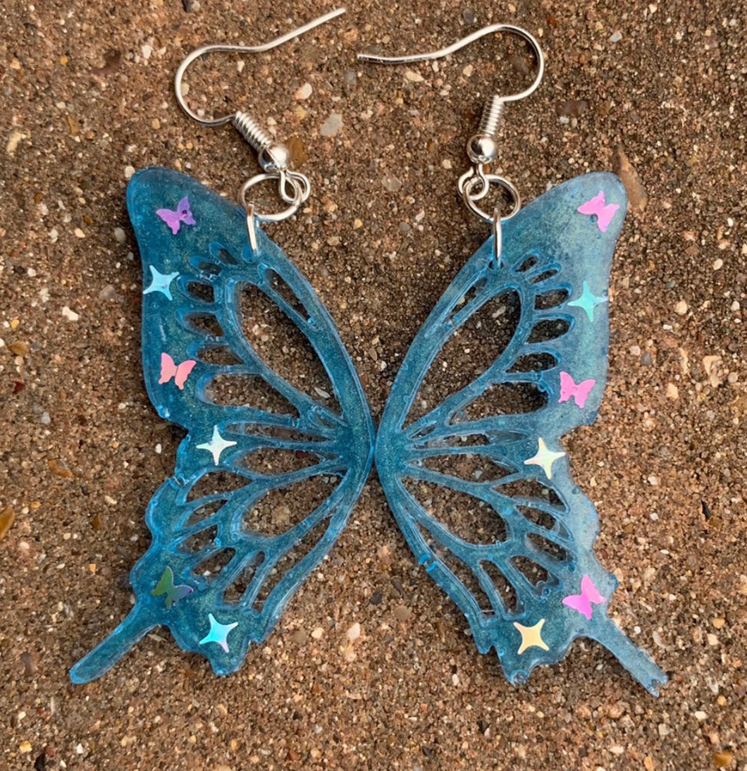 Blue butterfly wing earrings (MADE TO ORDER)