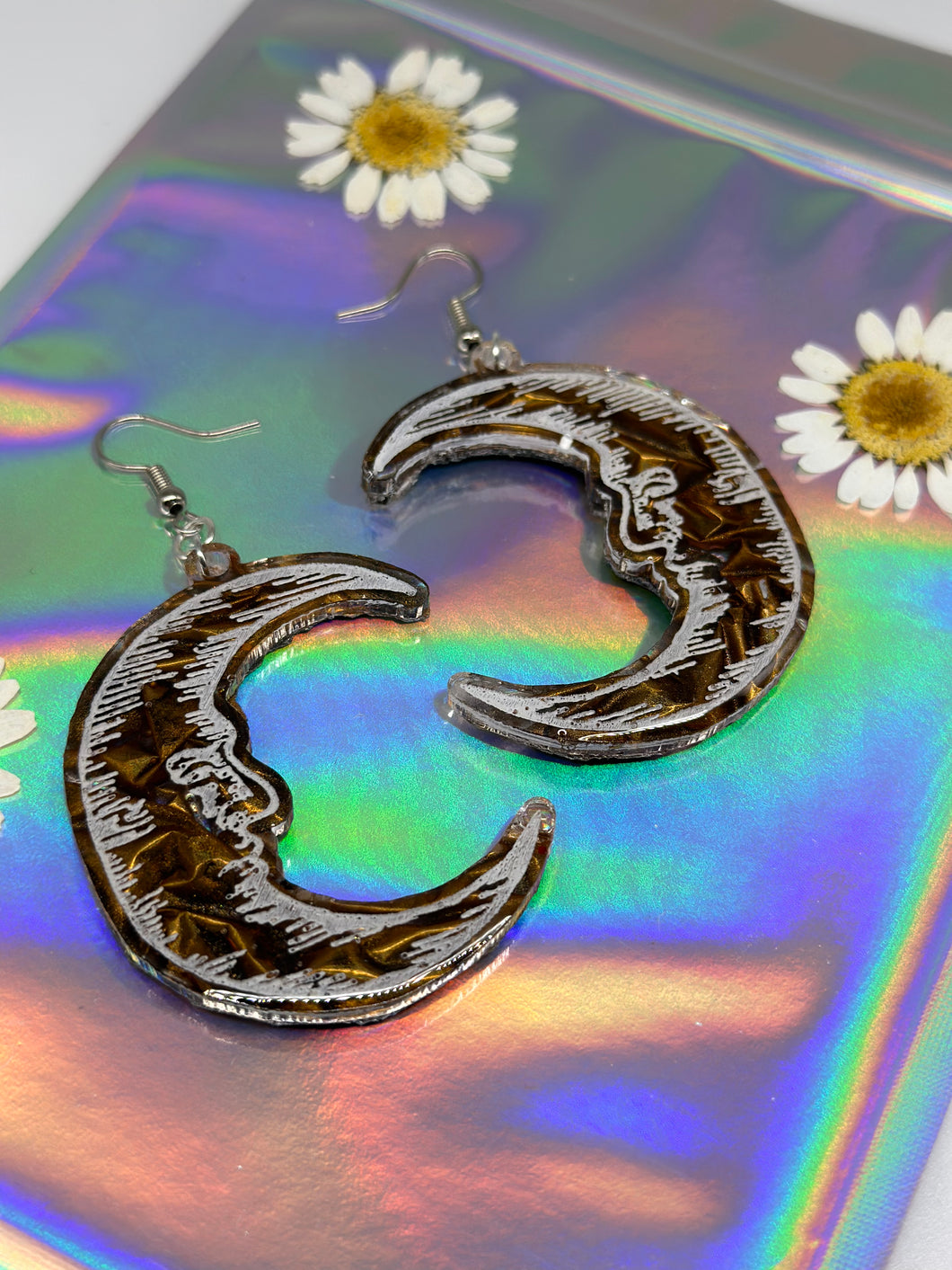 Gold velvet moon earrings