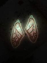 Load image into Gallery viewer, Pink glow in the dark wing earrings
