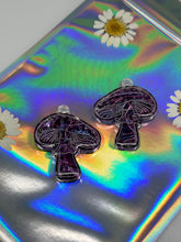 Load image into Gallery viewer, Purple velvet color shift mushroom earrings
