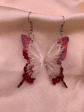 Load image into Gallery viewer, Red lined butterfly wing earrings
