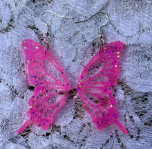 Load image into Gallery viewer, Pink butterfly wing earrings (MADE TO ORDER)

