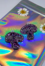 Load image into Gallery viewer, Purple velvet color shift mushroom earrings
