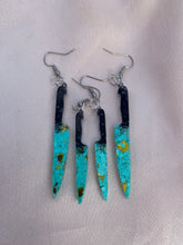 Load image into Gallery viewer, Turquoise and gold knife earrings
