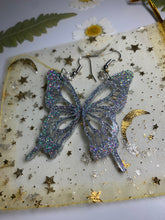 Load image into Gallery viewer, Sliver holographic butterfly wing earrings
