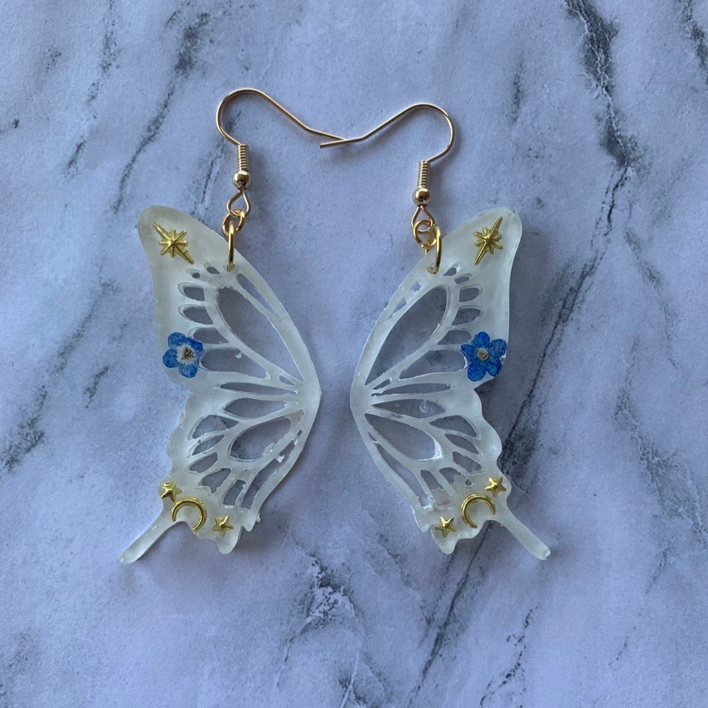 Floral butterfly wing earrings