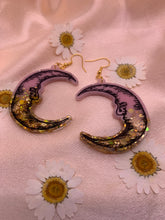 Load image into Gallery viewer, Pink and gold moon earrings
