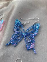 Load image into Gallery viewer, Blue iridescent butterfly wing earrings
