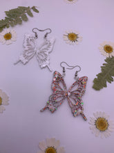 Load image into Gallery viewer, White and mix Christmas butterfly wing earrings
