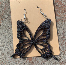 Load image into Gallery viewer, Black/brown butterfly wing earrings (MADE TO ORDER)
