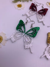 Load image into Gallery viewer, Half&amp;Half Christmas butterfly wing earrings
