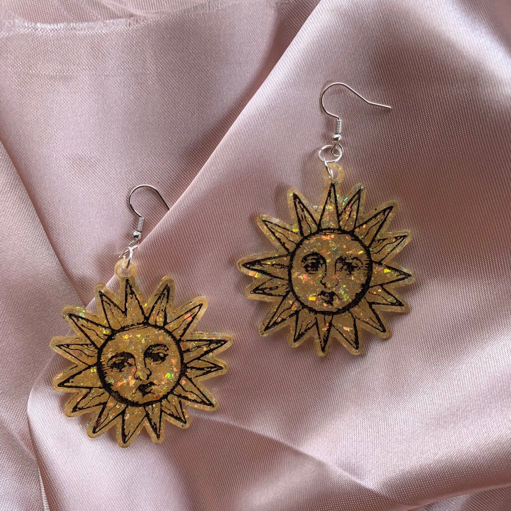 Yellow sun earrings