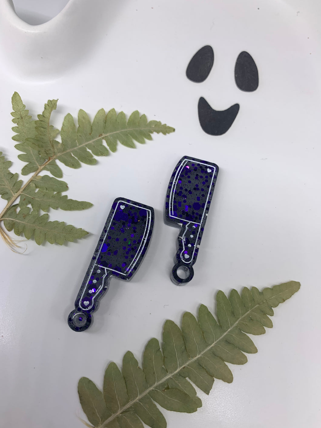 Purple and black cleaver earrings