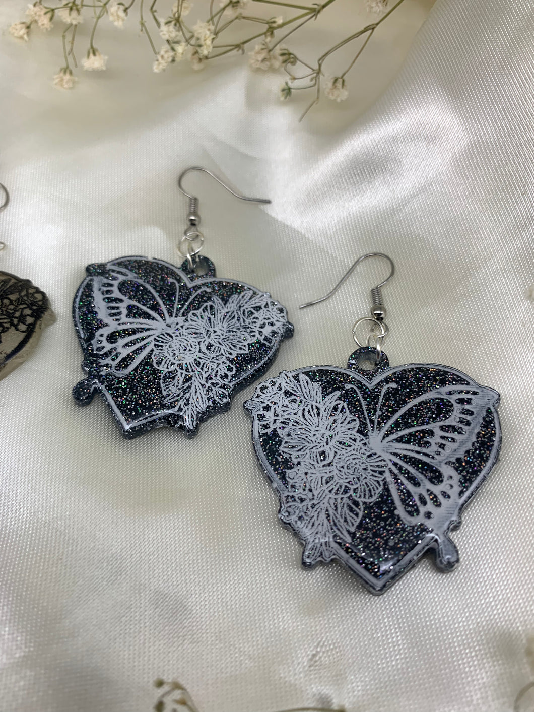 Butterfly heart earrings