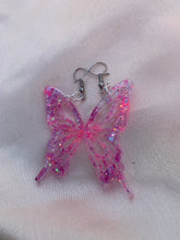 Load image into Gallery viewer, Pink iridescent butterfly wing earring
