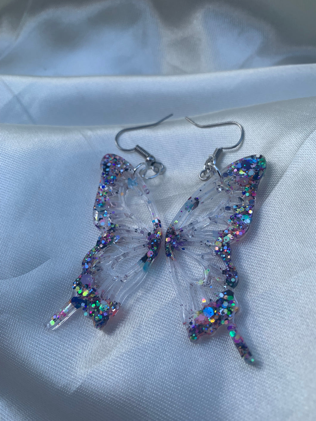 Glitter mix butterfly wing earrings