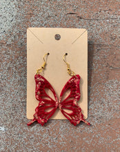 Load image into Gallery viewer, Red butterfly wing earrings (MADE TO ORDER)
