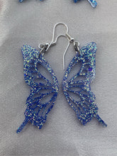 Load image into Gallery viewer, Blue/green butterfly wing earrings
