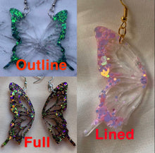 Load image into Gallery viewer, Gray holographic butterfly wing earrings
