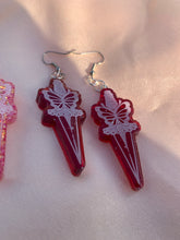 Load image into Gallery viewer, Butterfly dagger earrings
