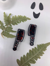 Load image into Gallery viewer, Red and black cleaver earrings
