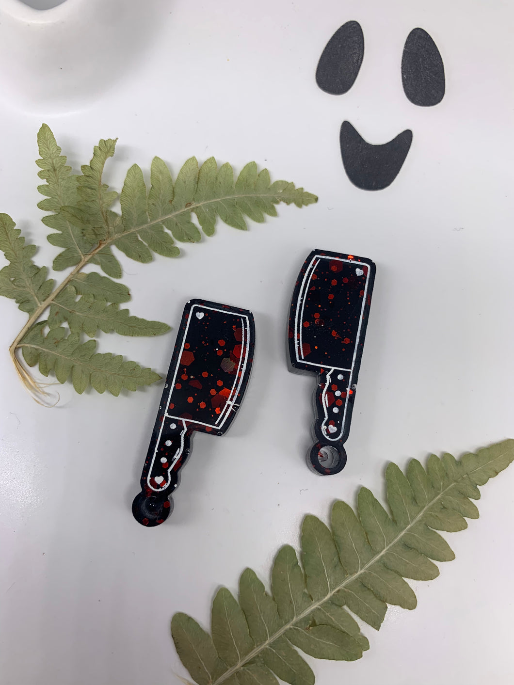 Red and black cleaver earrings