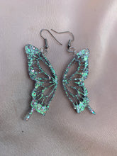 Load image into Gallery viewer, Sliver iridescent butterfly wing earrings
