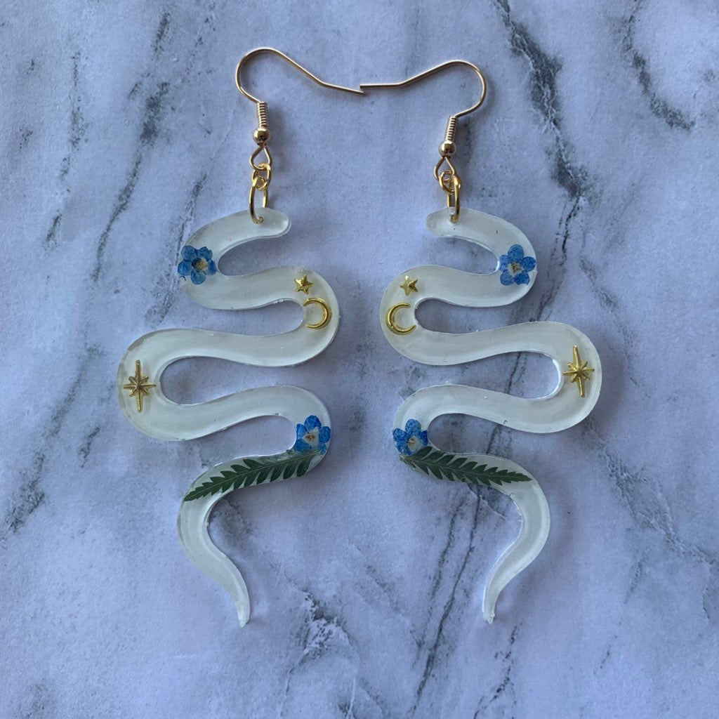 Flower snake earrings