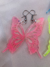 Load image into Gallery viewer, Neon butterfly wing earrings
