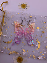 Load image into Gallery viewer, Orange,Pink,Purple butterfly wing earrings
