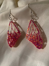 Load image into Gallery viewer, Dark pink glitter butterfly earrings
