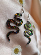 Load image into Gallery viewer, Color shift snake earrings
