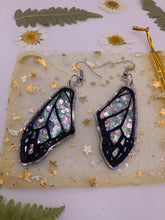 Load image into Gallery viewer, Blue glow in the dark wing earrings
