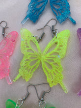 Load image into Gallery viewer, Neon butterfly wing earrings
