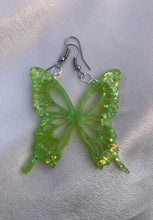 Load image into Gallery viewer, Stained glass butterfly wing earrings (lined)
