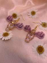 Load image into Gallery viewer, Pink and gold reindeer earrings
