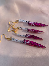 Load image into Gallery viewer, Pink and white knife earrings
