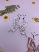 Load image into Gallery viewer, White and mix Christmas butterfly wing earrings
