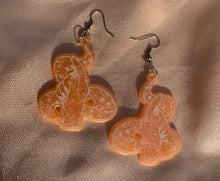Load image into Gallery viewer, Orange snake hand earrings
